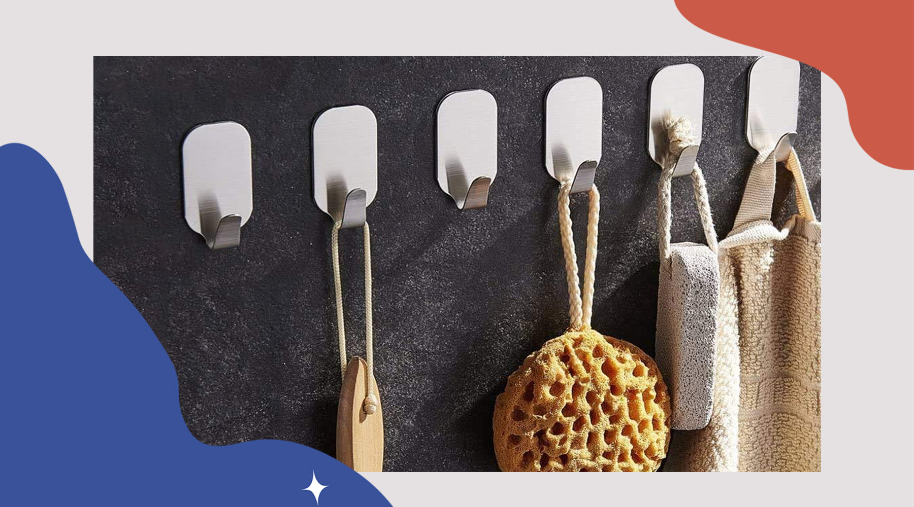 HASTHIP® 8 Pack Stainless Steel Adhesive Wall Hanger Self Adhesive Hoo Hasthip