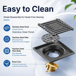 HASTHIP Stainless Steel Floor Drain with Copper Core Large Opening Fast Drainage
