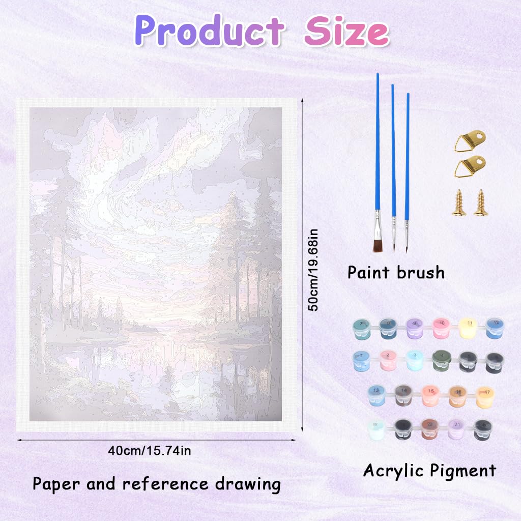 HASTHIP Aurora Forest Paint by Numbers Kit for Adults & Kids