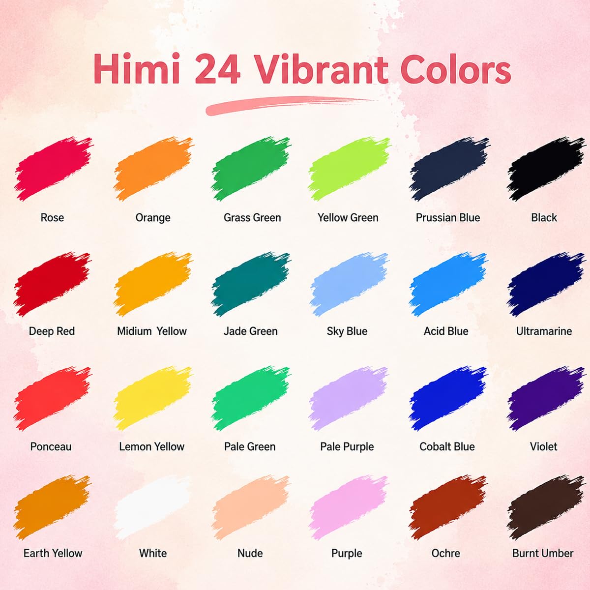 HASTHIP 24-Color Gouache Paint Set with 30 ml Jelly Cups and Portable Hard Case for Art Students