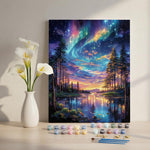 HASTHIP Aurora Forest Paint by Numbers Kit for Adults & Kids