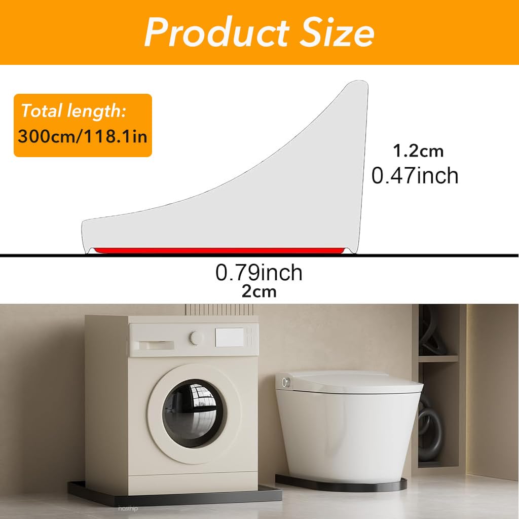 HASTHIP® Shower Threshold Water Dam Barrier3M Adhesive Flexible Silicone Water Stopper Strip for Bathroom and Kitchen Use