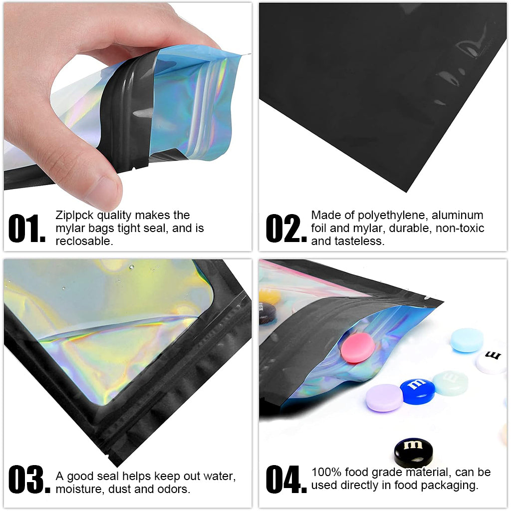 HASTHIP® Smell Proof Bags & Resealable Foil Pouch Mylar Sample Bag Great for Party Favor Food Storage