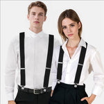 HASTHIP Suspenders for Men, 2 Inch Wide Elastic X-Back Braces with Leather Patch and Strong Clips, Adjustable Fit