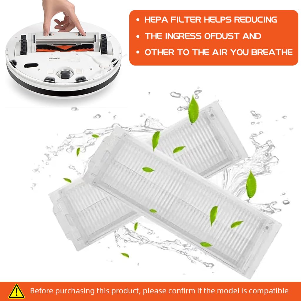 HASTHIP® 9Pcs Replacement Parts for Mi Robot Vacuum-Mop 2i & 2 Pro, Spare Accessories with 1 Main Brush, 3 Side Brushes, 2 Mop Cloth, 2 Filters, 1 Cleaning Brush - Cleaning Tools