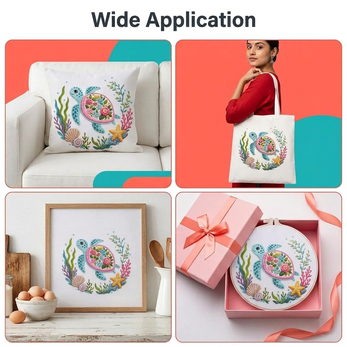 HASTHIP Embroidery Kit with 7.9 Inch PP Hoop, Printed Cotton Canvas and Colorful Threads