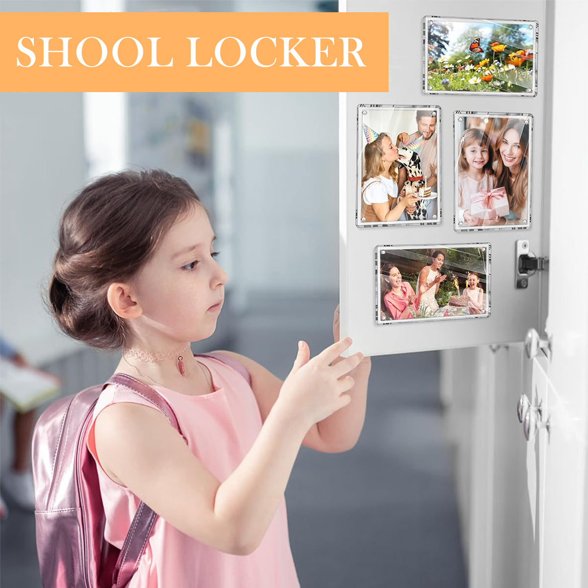 HASTHIP® 4Pcs 6 * 4 Inch Acrylic Magnetic Photo Frame Transparent Magnetic Photo Frame for Fridge