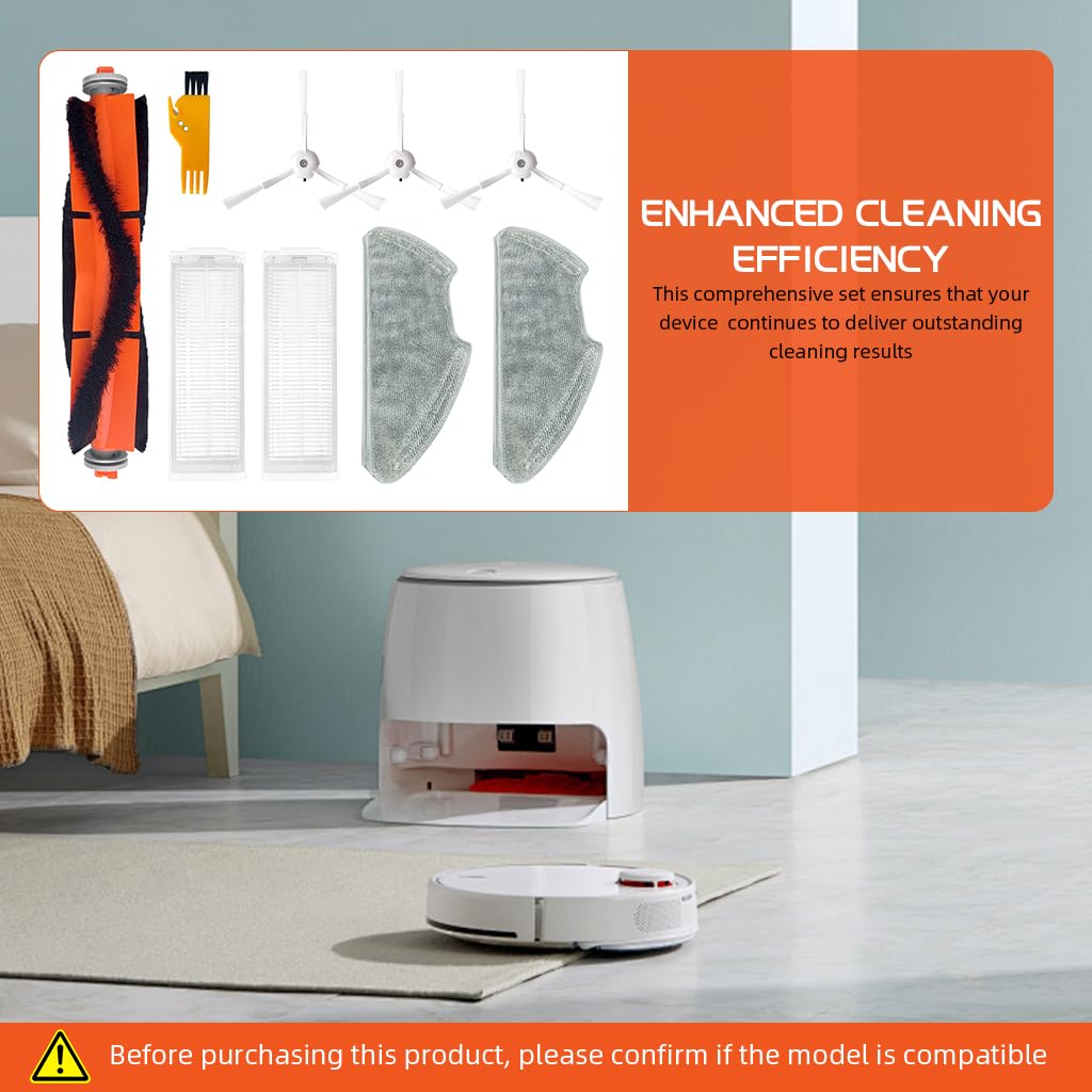 HASTHIP® 9Pcs Replacement Parts for Mi Robot Vacuum-Mop 2i & 2 Pro, Spare Accessories with 1 Main Brush, 3 Side Brushes, 2 Mop Cloth, 2 Filters, 1 Cleaning Brush - Cleaning Tools