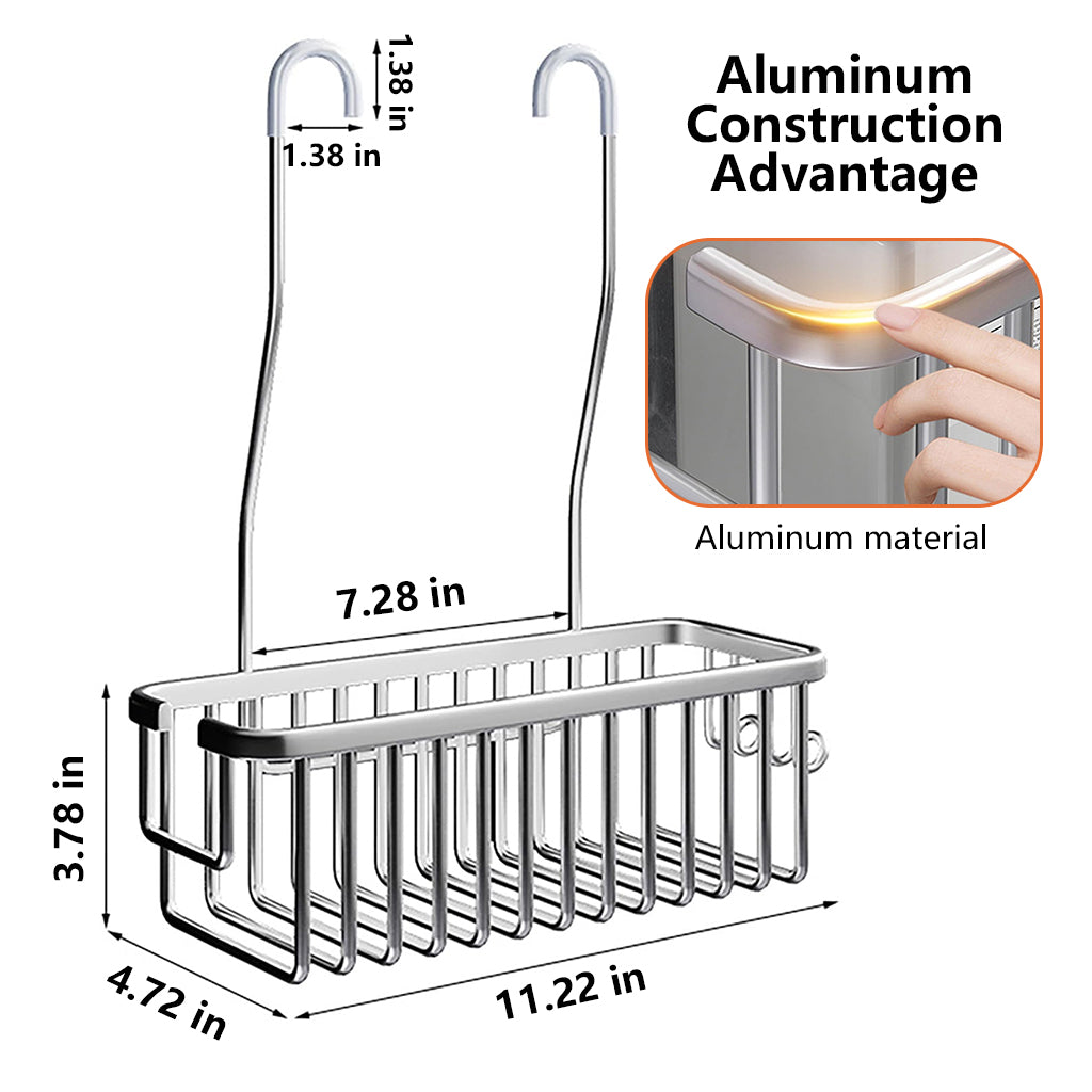 HASTHIP Aluminum Over-Door Shower Caddy, Tool-Free Hanging Storage, 28.5 × 12 × 9.6 cm