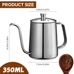 HASTHIP® Pour Over Coffee Gooseneck Water Kettle with Lid 350ml Stainless Steel Coffee Pot Gooseneck Kettle Hand Drip Kettle Pour Over Coffee