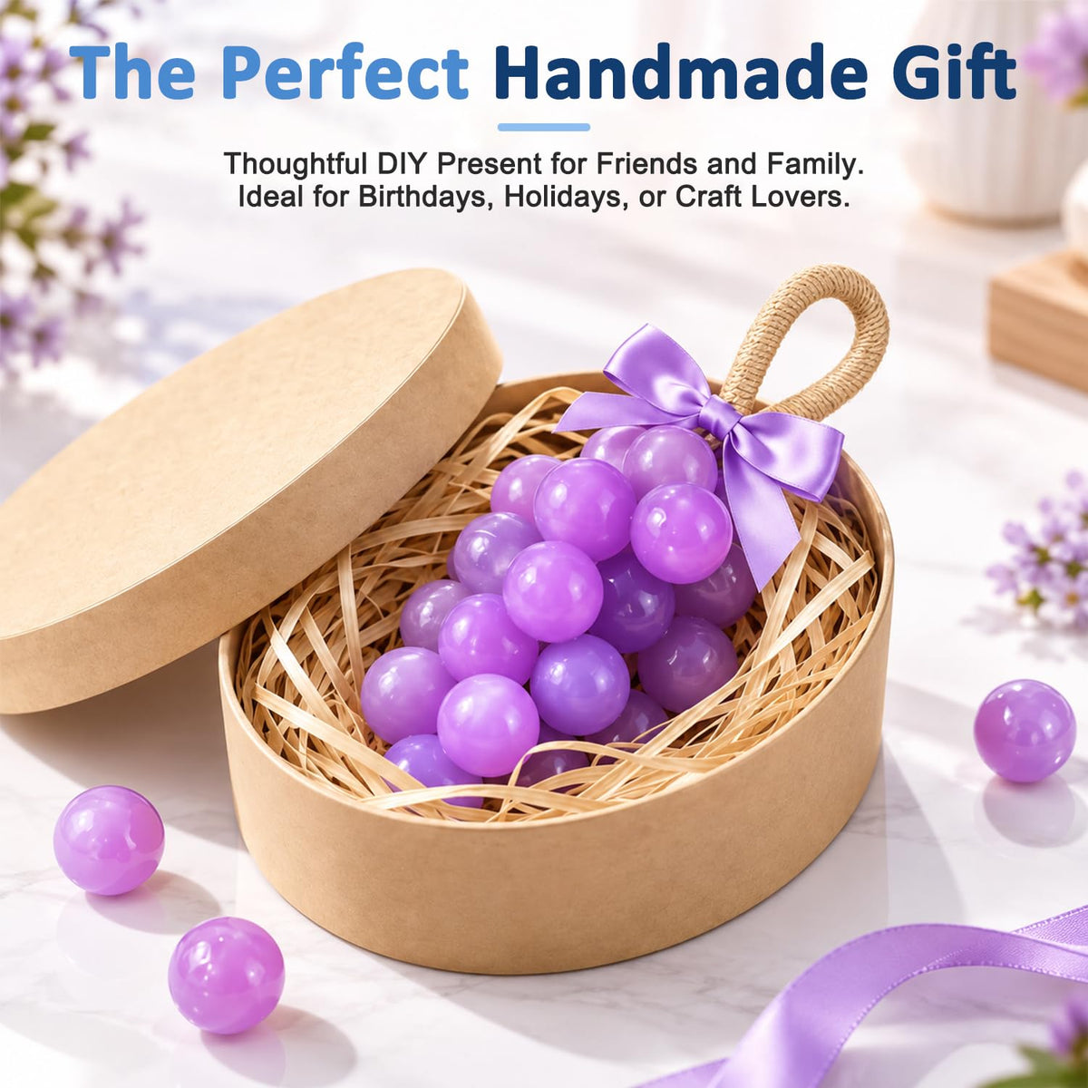 HASTHIP Silicone Grape Soap Mold Kit with 5 Twine Rolls, 5 Bows and 1 Tweezer for Handmade Gifts