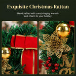 HASTHIP 30cm Artificial Christmas Wreath with Green Foliage and Stable Iron Ring, Tool-Free Hanging