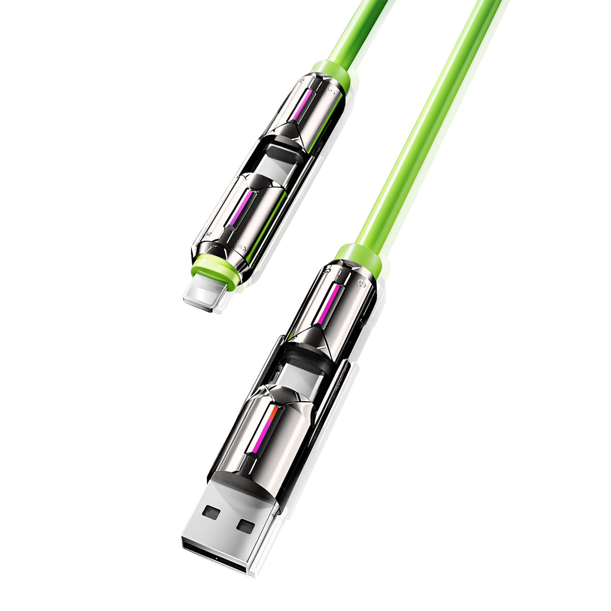 HASTHIP® 4-in-1 240W Type C Cable Fast Charging Cable, 30W USB C to Cable, 3.94ft Braided Silicone Cable with RGB Smart Breathing Light for