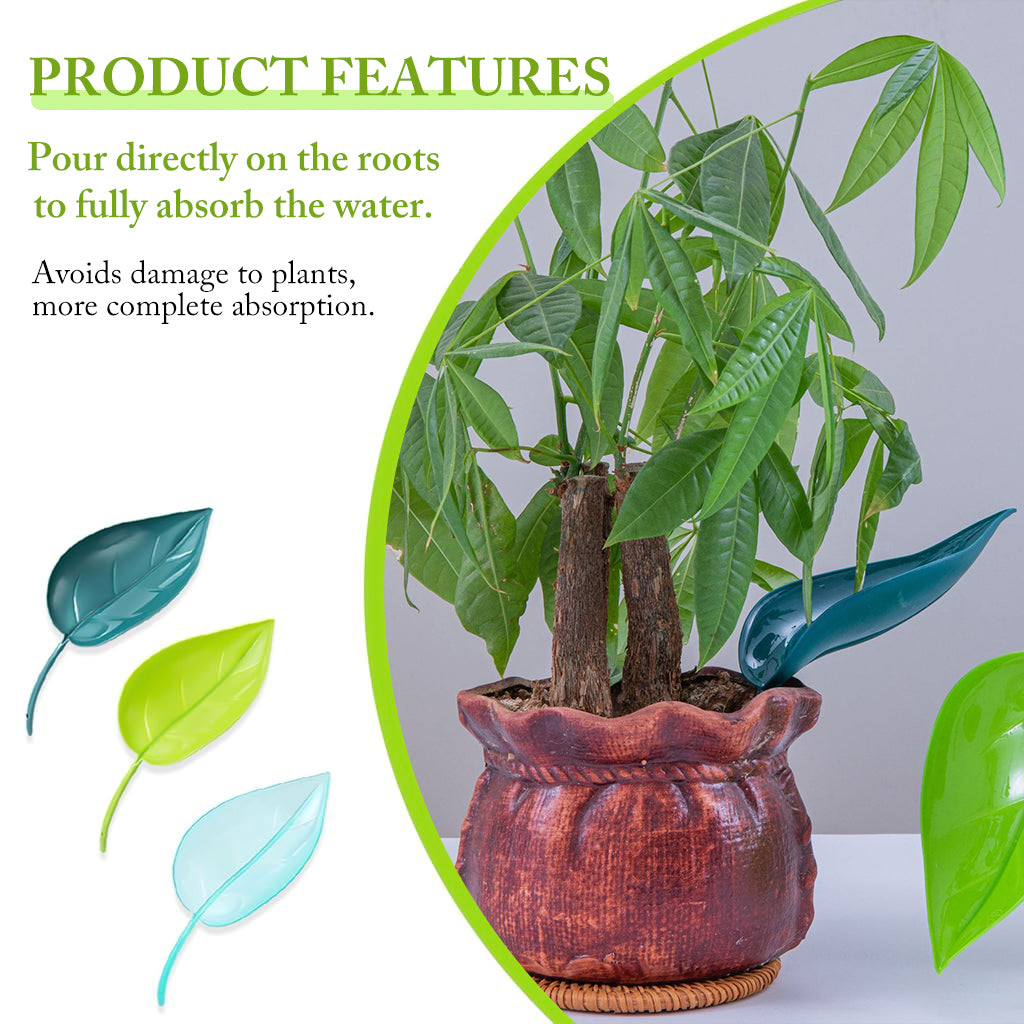 HASTHIP® 3Pcs Small Plant Pot Watering Tools Slow Watering Tool Creative Decorative Leaf Shape Watering Gentle Watering Channel Funnel for Indoor Plants Small Desk Plant Office Plant