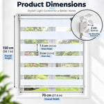 HASTHIP 27 x 51-Inch Cordless Zebra Blind for Windows, Double-Layer White Light Control