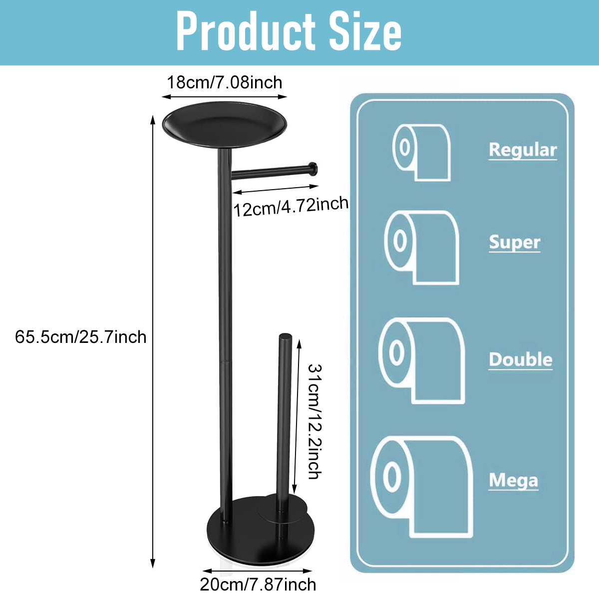 HASTHIP® Toilet Paper Rolls Holder, Free Standing Toilet Paper Roll Holder, with Storage Shelf and Dual Pole Toilet Paper Rolls Holder, Stainless Steel Toilet Paper Stand for Bathroom and Kitchen