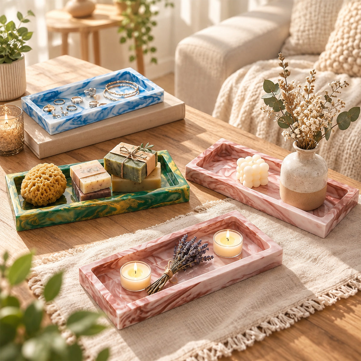 HASTHIP 31.4cm Rectangular Silicone Mould for Resin Art with Raised Edges for Trays and Home Decor