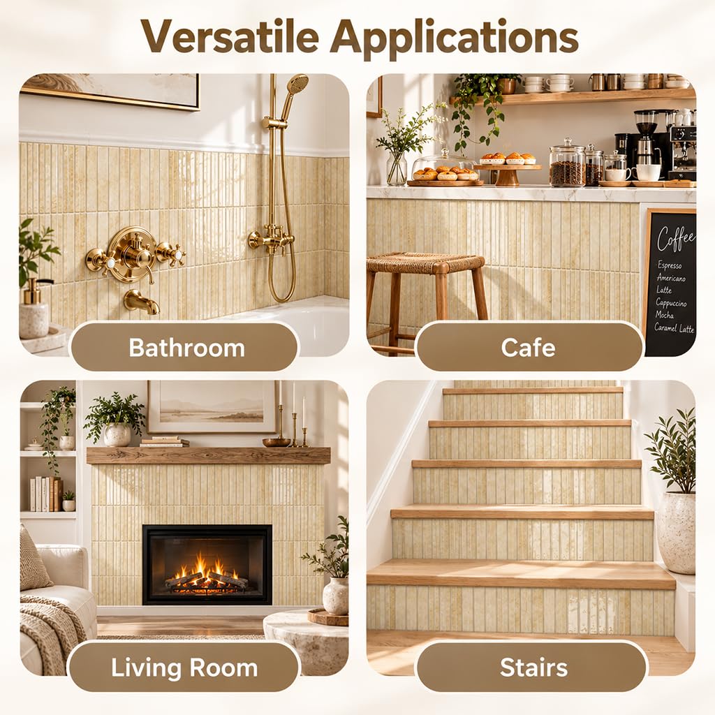 HASTHIP 3D Peel-and-Stick Backsplash Tiles, 10 Sheets in Chestnut for Easy DIY Wall Updates