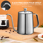 HASTHIP® Pour Over Coffee Gooseneck Water Kettle with Lid 350ml Stainless Steel Coffee Pot Gooseneck Kettle Hand Drip Kettle Pour Over Coffee