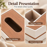 HASTHIP Rectangular PU Leather Tissue Box Cover with Remote Compartments, 9.4 x 5.1 x 3.5 Inches