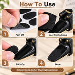 HASTHIP 80 Black Oval Mouthpiece Cushions, 0.8mm Rubber Patches for Alto Saxophone and Bass Clarinet