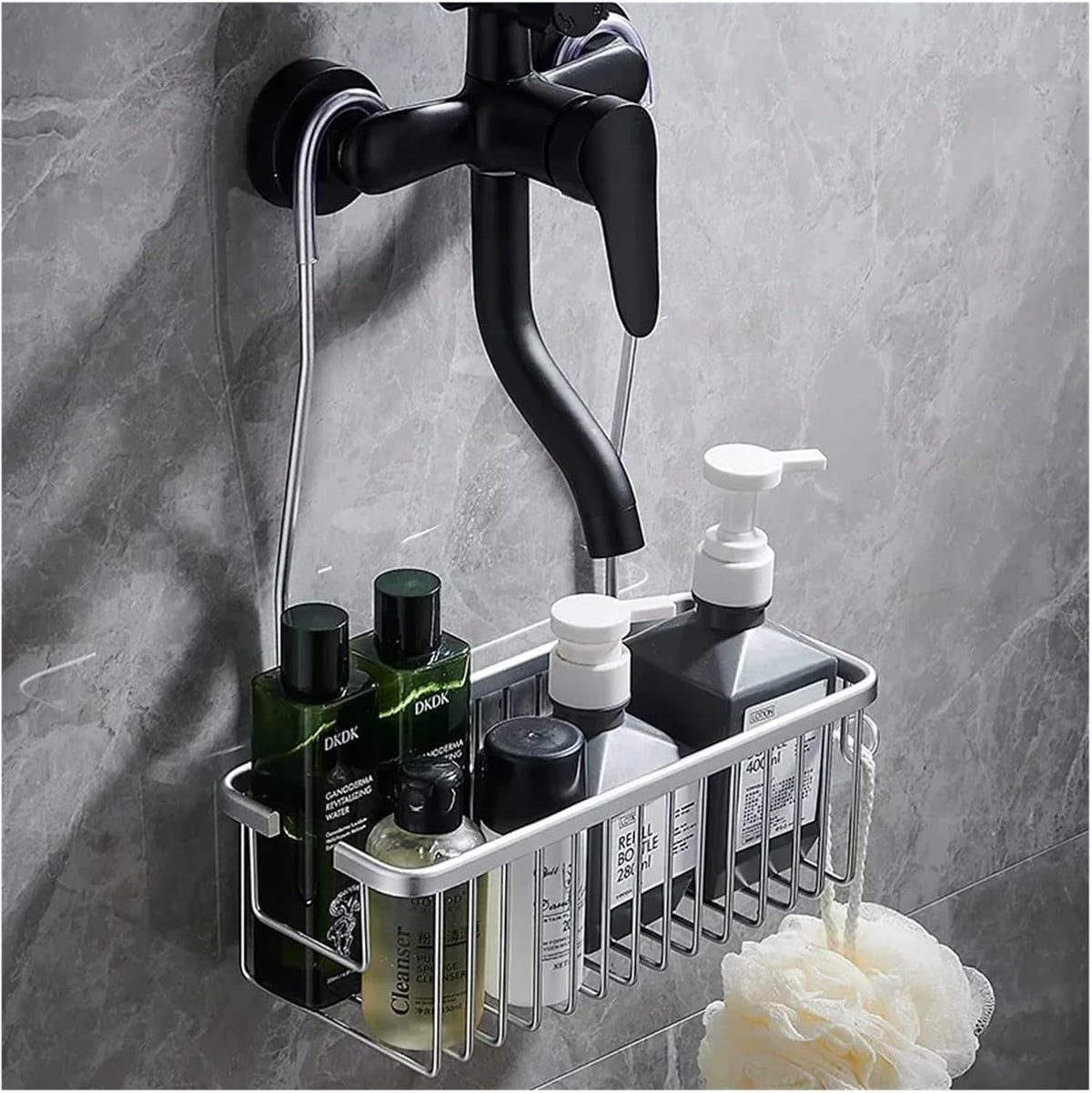 HASTHIP Aluminum Over-Door Shower Caddy, Tool-Free Hanging Storage, 28.5 × 12 × 9.6 cm