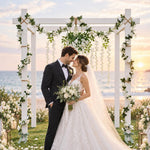 HASTHIP White Artificial Wisteria Garland, 2,5 m with 10 Silk Flower Strands for Wedding Decor