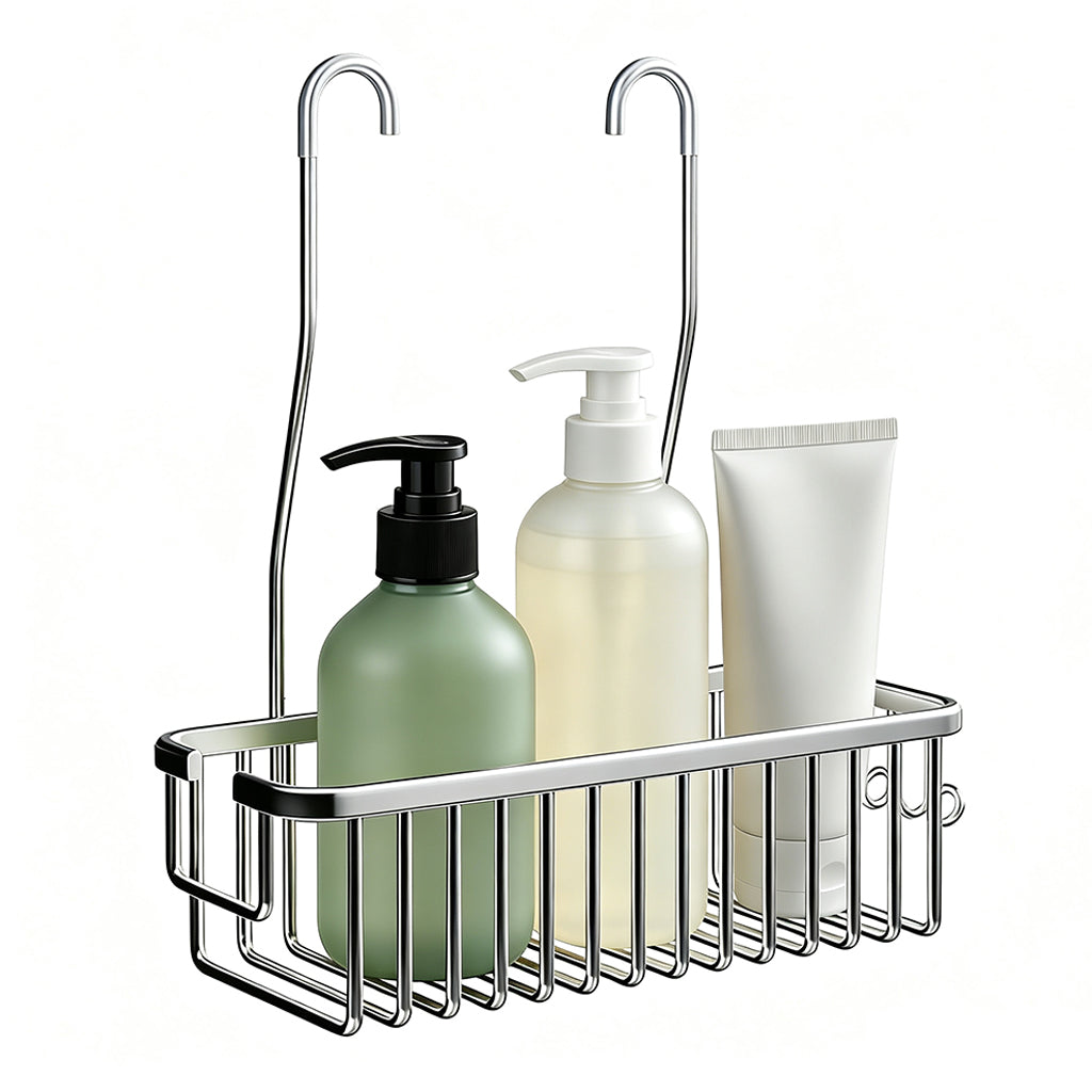HASTHIP Aluminum Over-Door Shower Caddy, Tool-Free Hanging Storage, 28.5 × 12 × 9.6 cm