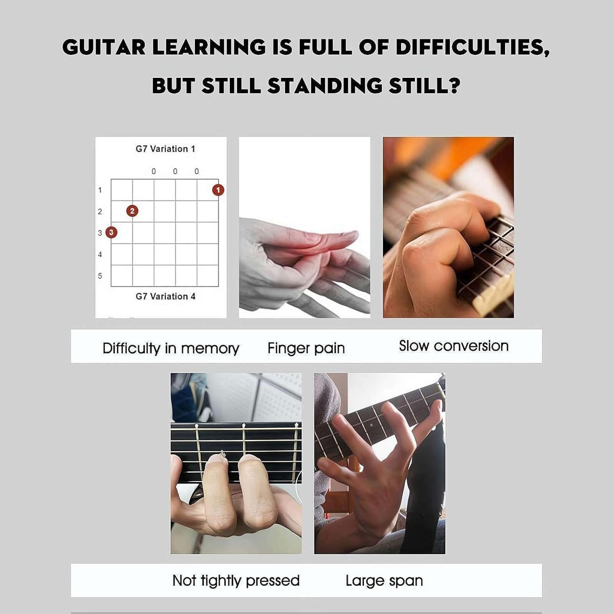 HASTHIP Guitar Chord Presser for Beginners with Clip On Design and Capo Compatibility | Finger Pain Relief Assistant