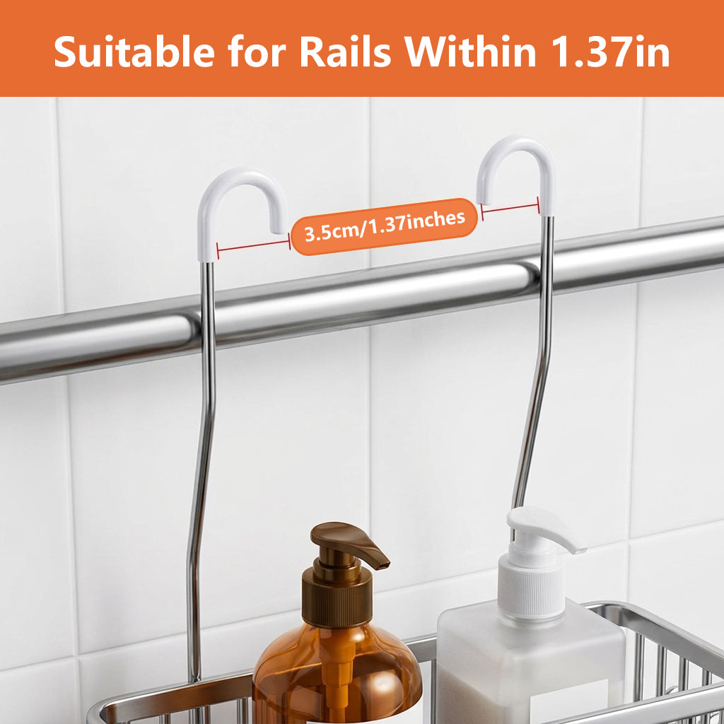 HASTHIP Aluminum Over-Door Shower Caddy, Tool-Free Hanging Storage, 28.5 × 12 × 9.6 cm