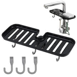 HASTHIP® Kitchen Sponge Holder Dry Rack Dish Rag Rack Drain Rack with Hooks Space Saving Sink Faucet Mount Sponge Holder Hand Soap Holder Tool Organizer