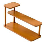 HASTHIP® 3 Tier Wooden Display Shelf, Rustic Spice Rack Organizer with Iron Legs, Multi-Level Figures & Perfume Stand, Tabletop Storage Rack for Kitchen, Bathroom, Home Décor 40cm-Brown-A