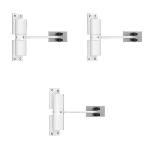 HASTHIP® Automatic Door Closer Zinc Alloy Spring Adjustable Closing Hinge Quiet for Wooden Metal Doors Security Use Up to 30 Kgs White 3 PCS