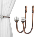 HASTHIP 2-Pack U-Shaped Aluminum Alloy Curtain Tiebacks with Decorative Pearl Ends, 15 x 10 cm