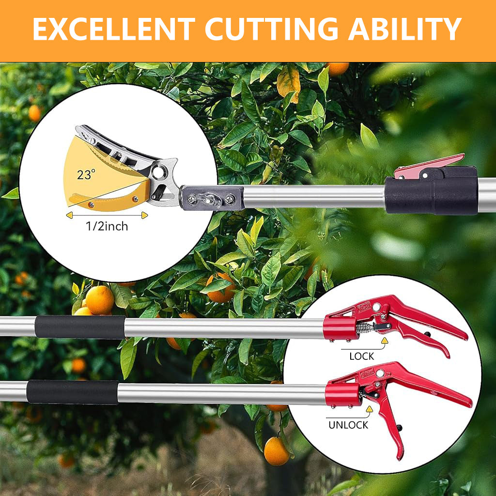 HASTHIP® Extendable Tree Pruning Trimmer5.9-9.8ft Telescopic Fruit Tree Branch Cutter with Saw Blade SK5 Heavy Duty Long Handle Tree Pruning Trimmer Gardening Tree Trimmer