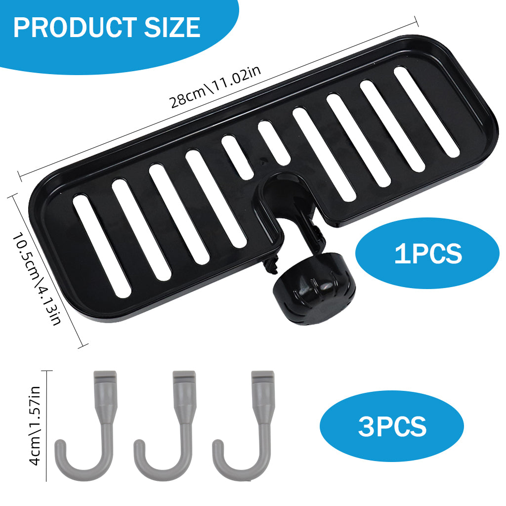 HASTHIP® Kitchen Sponge Holder Dry Rack Dish Rag Rack Drain Rack with Hooks Space Saving Sink Faucet Mount Sponge Holder Hand Soap Holder Tool Organizer