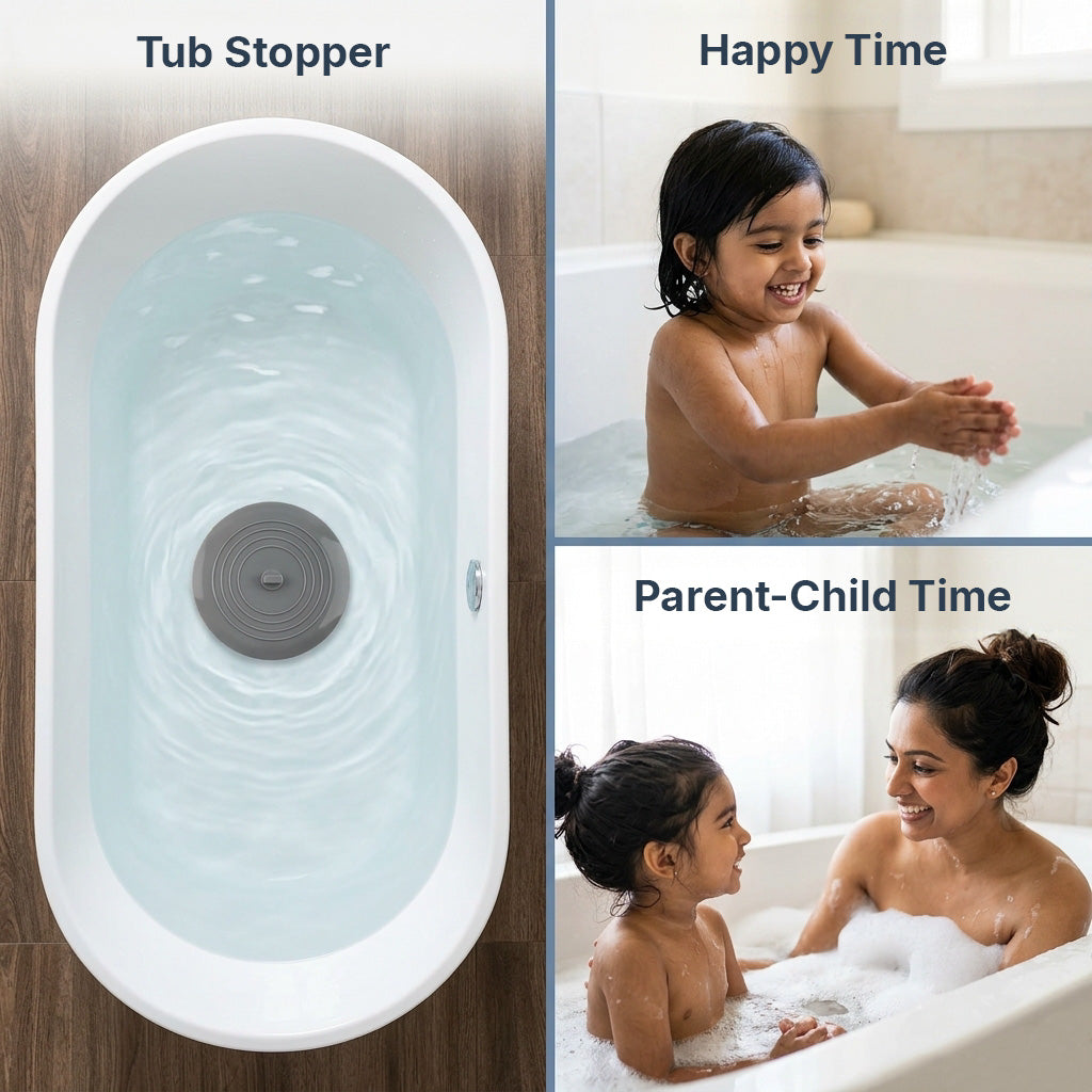 HASTHIP 2-Piece Silicone Tub Stopper Set, 6-Inch Cover for Bathtub, Sink and Laundry Drains