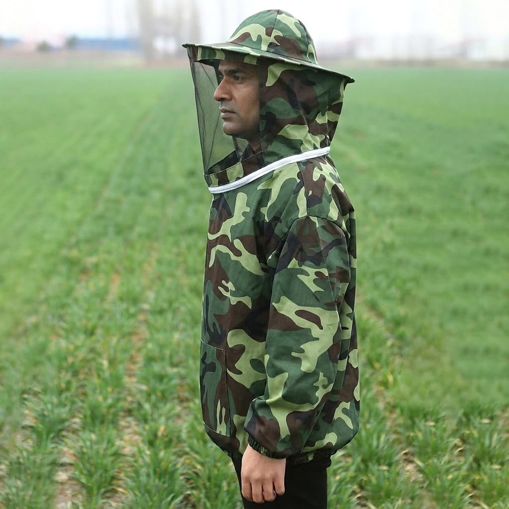 HASTHIP Beekeeping Top with Detachable Zipping Veil Hat and Elasticized Wrists and Hem