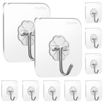 HASTHIP® 10Pcs Wall Hooks Strong Acrylic Backing Glue Wall Hooks Self-Adhesive Wall Hooks for Bathroom, Kitchen Waterproof Ultra Adhesive Wall Hooks