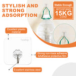 HASTHIP® 10Pcs Wall Hooks Strong Acrylic Backing Glue Wall Hooks Self-Adhesive Wall Hooks for Bathroom, Kitchen Waterproof Ultra Adhesive Wall Hooks