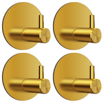 HASTHIP® 4pcs Self Adhesive Wall Hooks, Golden Stainless Steel Utility Hooks, 0.5 Inch Round Rust-Proof Waterproof Hooks for Bathroom, Kitchen, Bedroom, Door Back, Hanging Bags, Hats, Towels & Keys