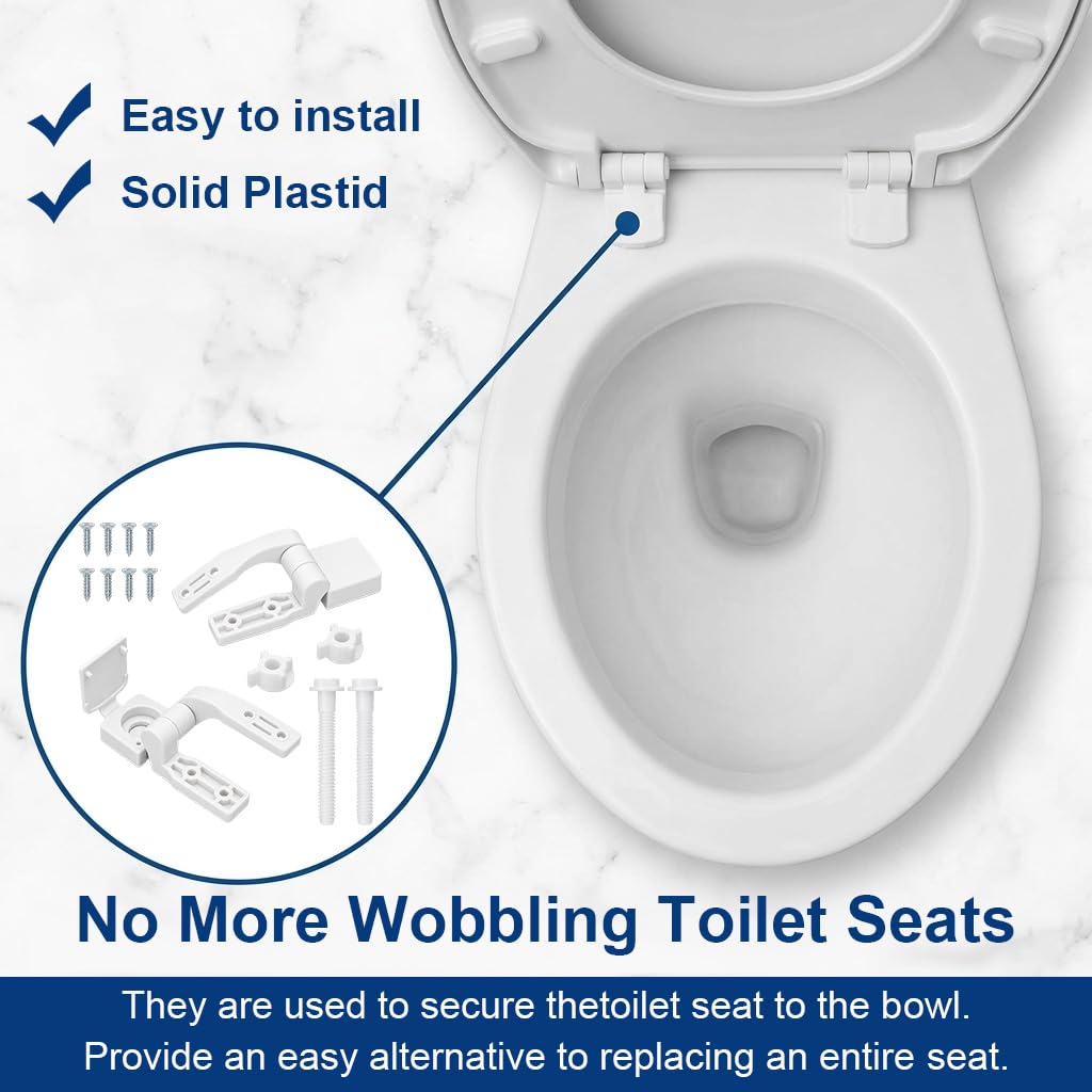 HASTHIP Toilet Seat Replacement Hinges, White Plastic DIY Kit with Bolts, Screws and Nuts
