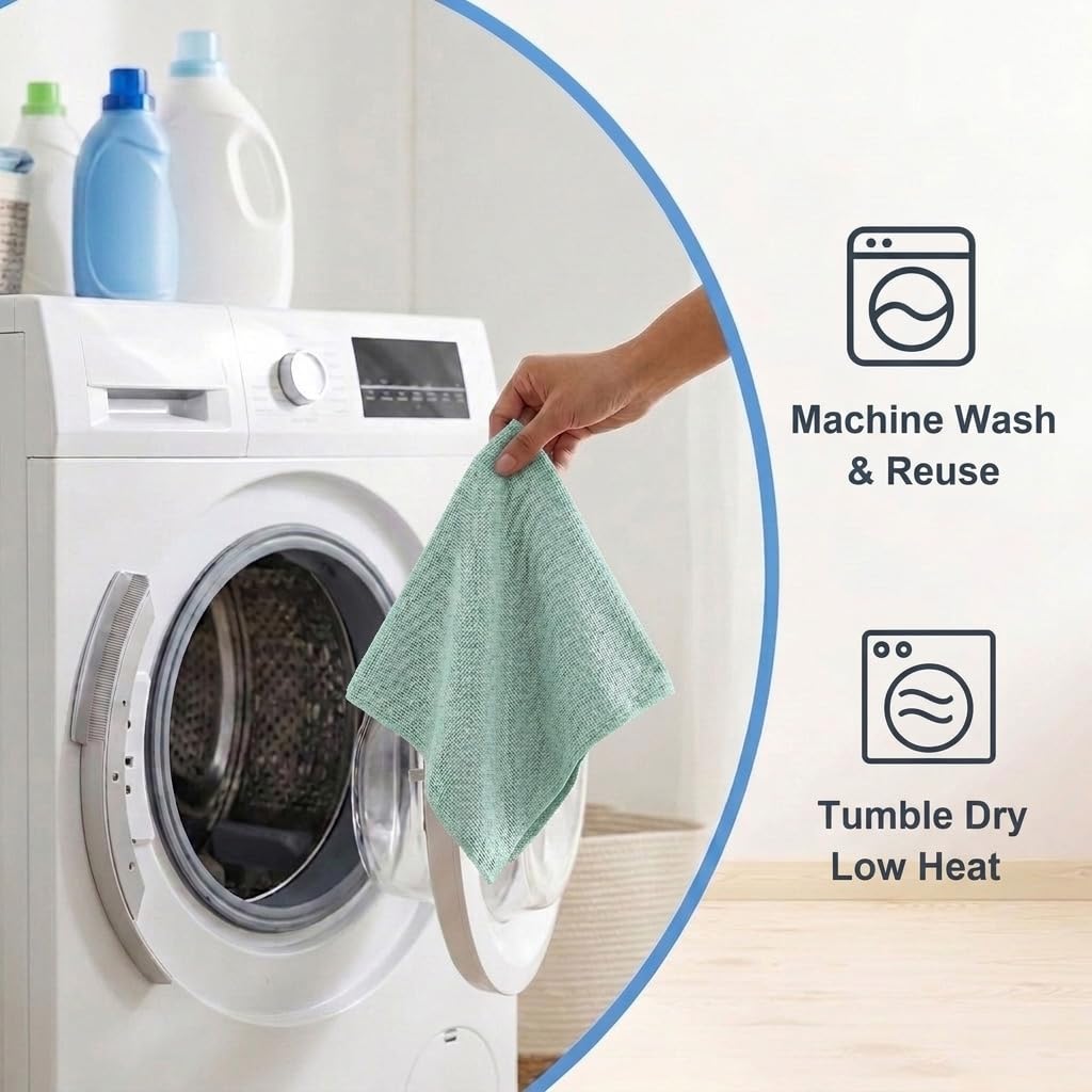 HASTHIP 20 Pcs Microfiber Cleaning Cloth Roll, Reusable Perforated Towels for Home, Kitchen and Car