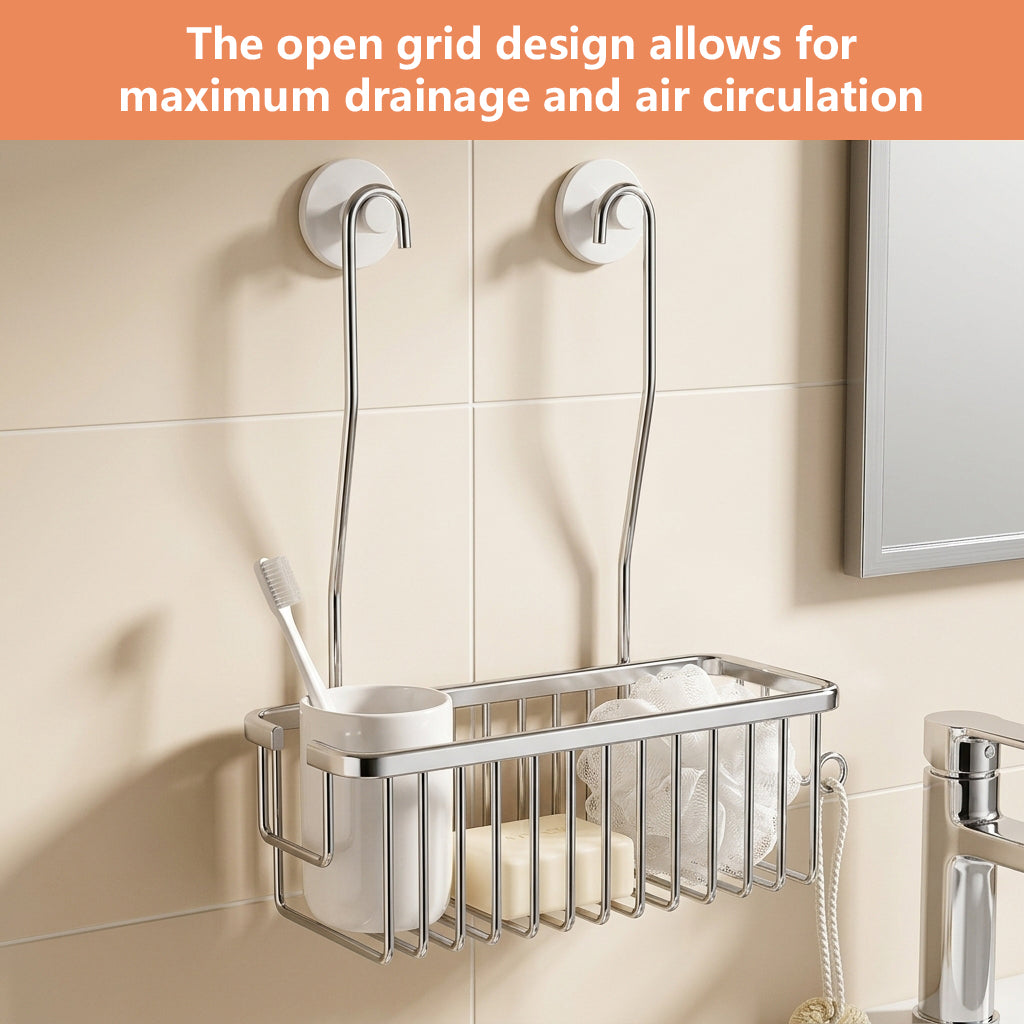 HASTHIP Aluminum Over-Door Shower Caddy, Tool-Free Hanging Storage, 28.5 × 12 × 9.6 cm