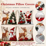 HASTHIP Christmas Cushion Covers, Set of 4, 45 x 45 cm, with Reindeer, Santa and Snowman Prints