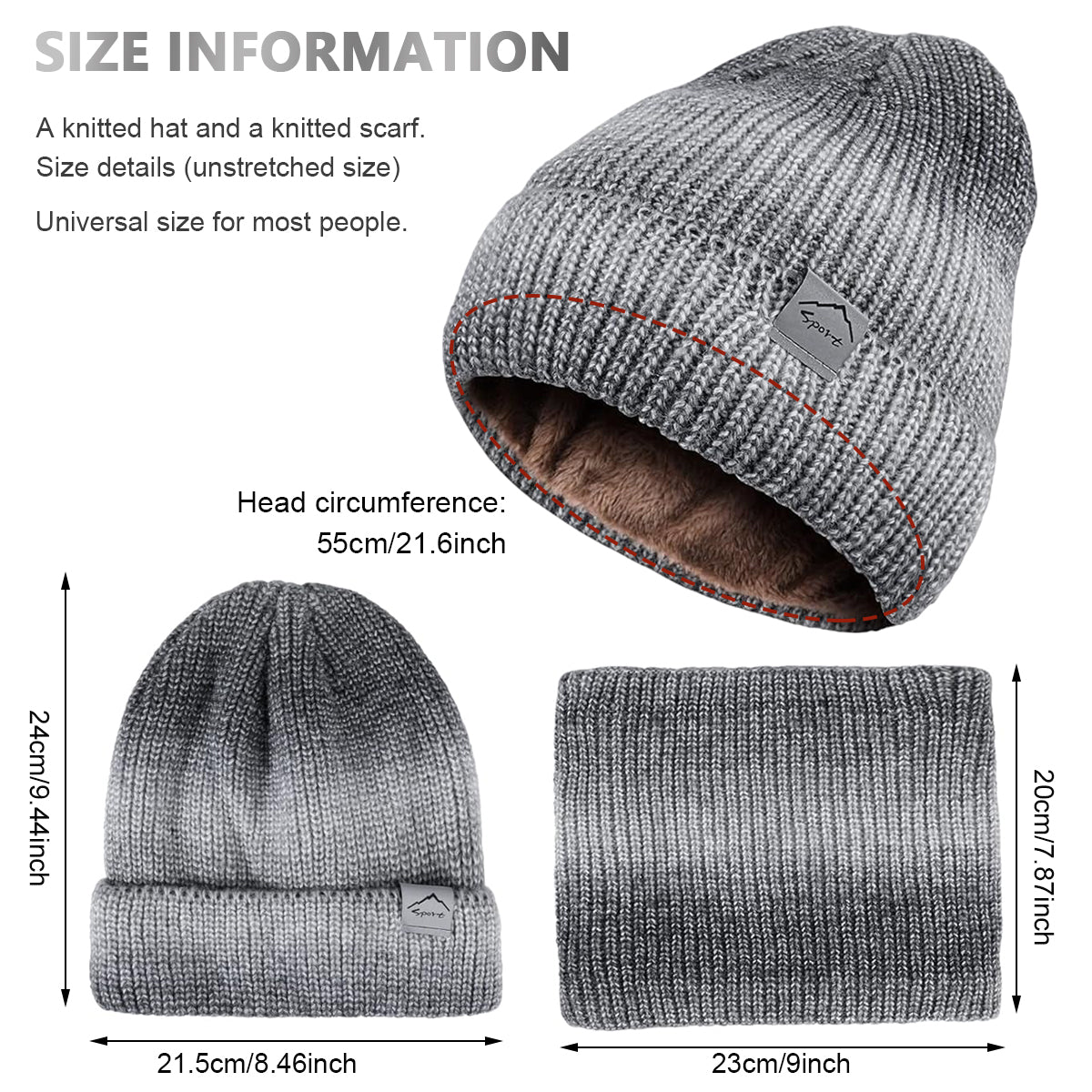 HASTHIP® Winter Caps for Women, Fleece Lined Women's Beanie Cap Hat with Neck Scarf,