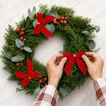 HASTHIP 24-Piece Red Velvet Christmas Bow Ornaments with Golden Tie Wires for Holiday Decorating