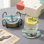 HASTHIP Diamond Painting Coaster DIY Kit with Beach Designs and Included Holder for Home Decor