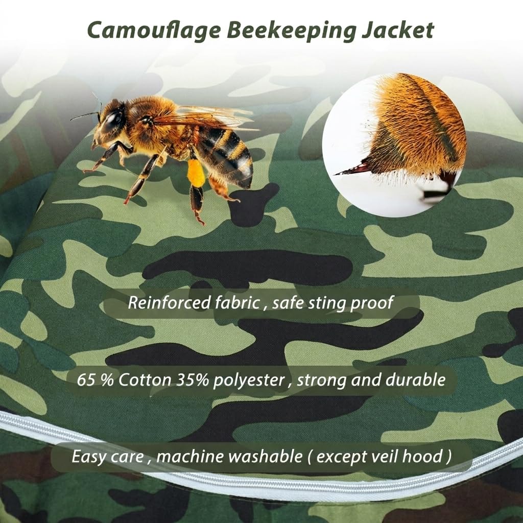 HASTHIP Beekeeping Top with Detachable Zipping Veil Hat and Elasticized Wrists and Hem