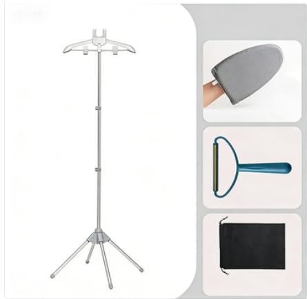 HASTHIP® Garment Steaming Stand-62.9 inch Adjustable Aluminum Alloy Steaming Rack with Hanger for Coat, Dress, Suit-Upgrade Folding 4-Leg Stand Base, Hands-Free Garment Support-Grey